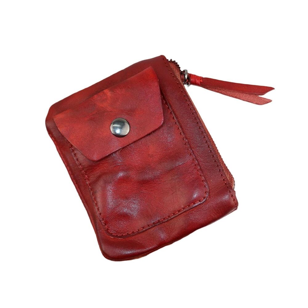 7076 1pcs Leather Zipper Coin Purse Coin Purse Mini Leather Coin Purse Coin